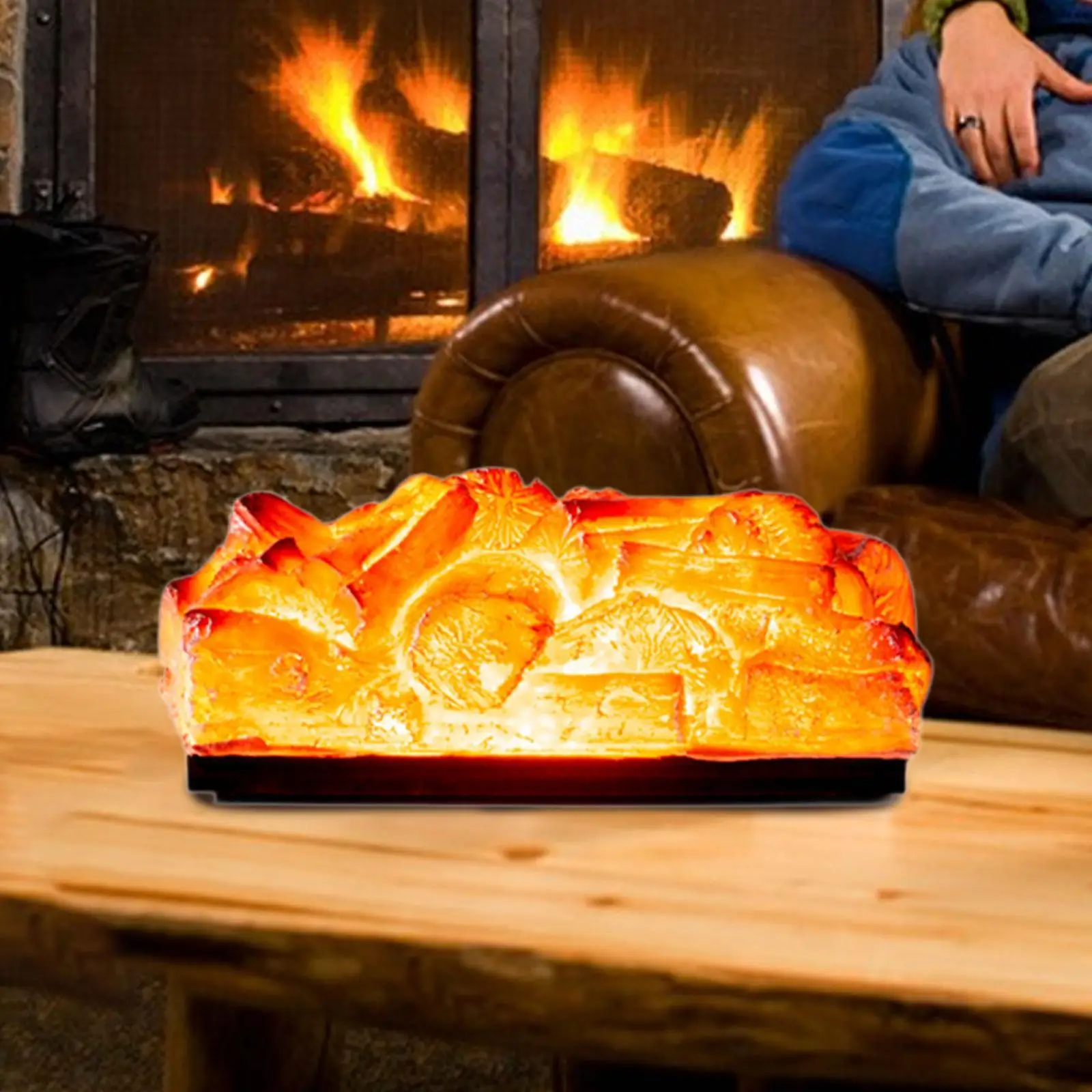 Светодиодная лампа с имитацией пламени из искусственного дрова для офисной