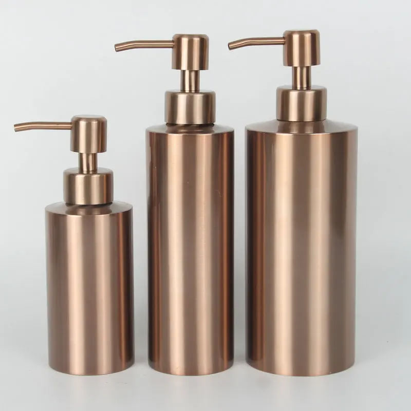 304 Stainless Steel Golden Bathroom Hand Soap Bottle Kitchen Sink Countertop Soap Dispenser Rose Gold Bathroom Lotion Bottle