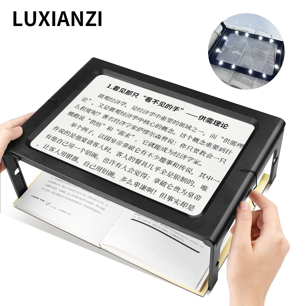 

LUXIANZI 2.5x Desktop Magnifying Glass LED Reading Glasses Gift For ParentsThird Hand Soldering Repair Tool Folding Magnifier