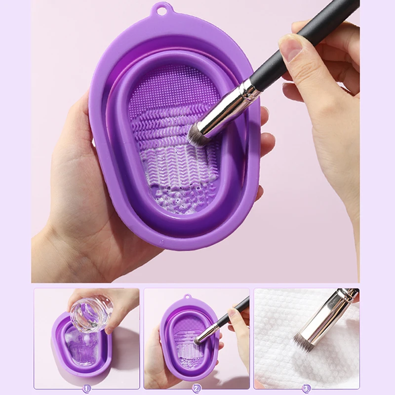 

RANCAI 1Pcs Cosmetics Cleaning Mat Kit Collapsible Silicone Brush Egg Pad Clean Washing Tools for Makeup Brushes Scrubber Board