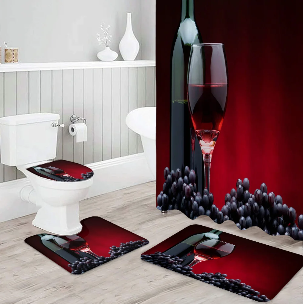 

Набор занавесок для душа с принтом красного вина, винограда