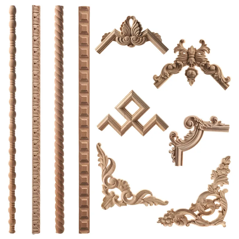 

Wood Carved Corner Onlay Applique Unpainted Frame Cupboard Cabinet Decal For Home Furniture Decor Craft