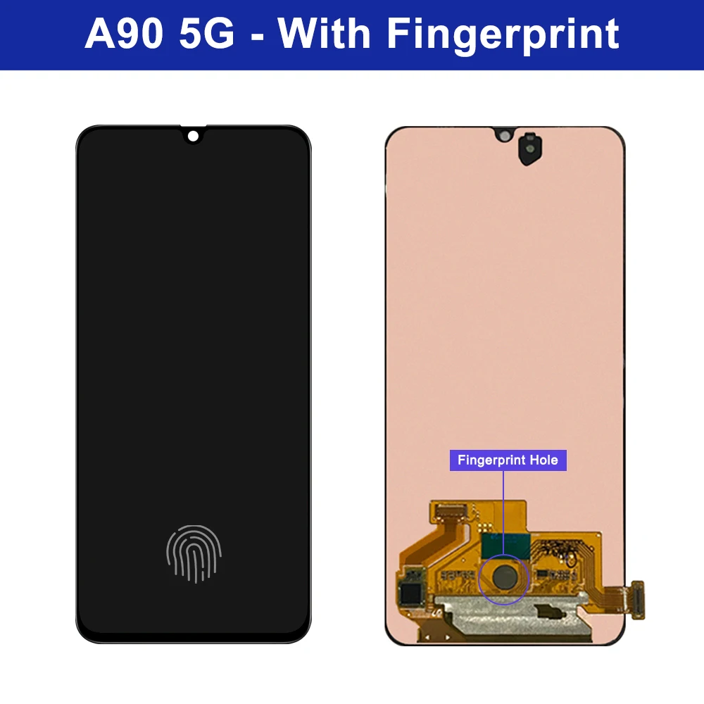 Cena Oryginał Do Samsung Galaxy A90 5G Wyświetlacz LCD Do SM-A908B, A908N, A9080 LCD Z Ekranem Dotykowym Digitizer Montaż, Z Odciskiem Palca
