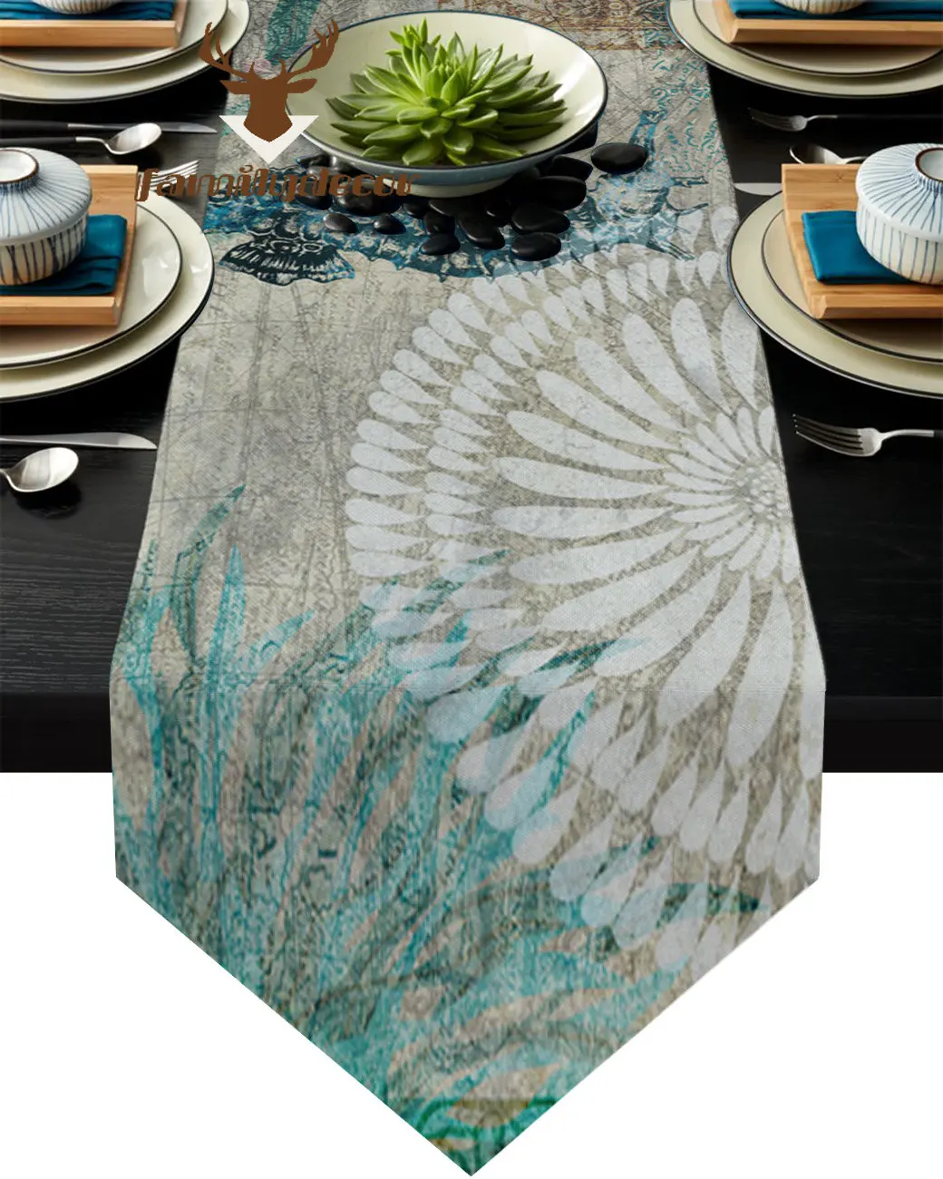 

Современная настольная дорожка в стиле ретро с изображением морского конька, деревенский Свадебный декор, скатерть для дома, отеля вечерние вечеринки, обеденный стол