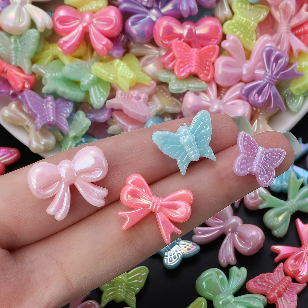 100-200 шт. акриловые бусины с покрытием красочная форма банта Ожерелье сделай сам