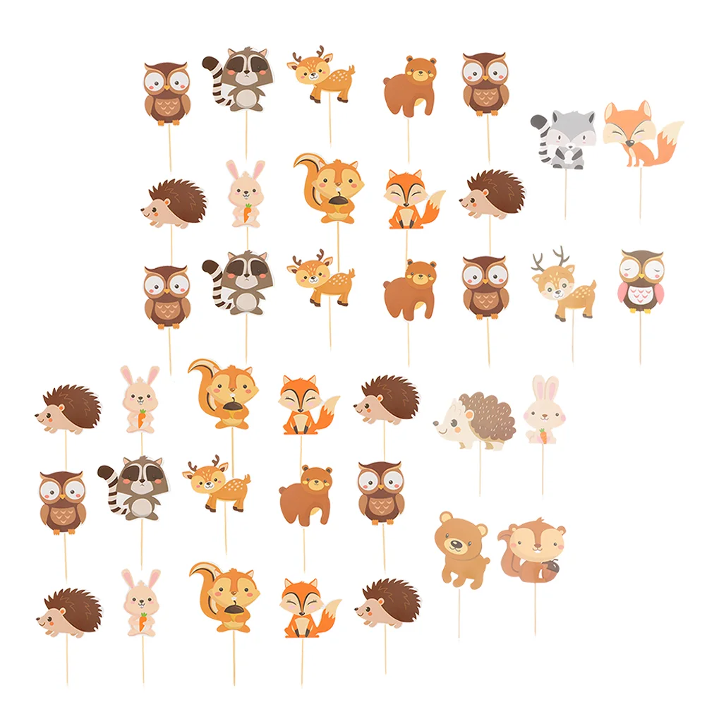 

Animal Cupcake Jungle Animals Party Toppers Birthday Picks Baby Shower Woodland Decoration Forest Zoo Supplies Dessert Pick Wild