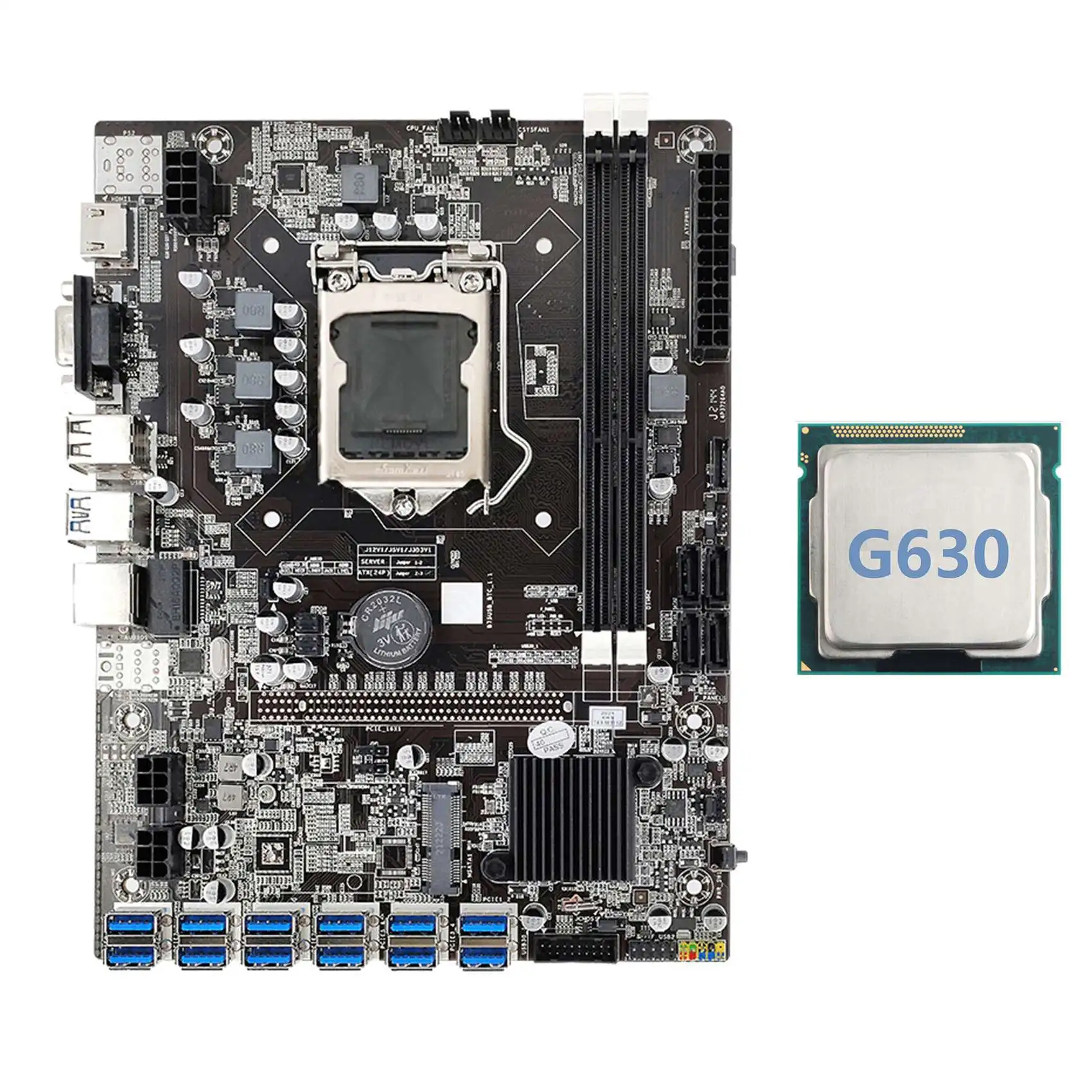 

B75 ETH Mining Motherboard 12 PCIE to USB with G630 CPU LGA1155 MSATA Support 2XDDR3 B75 USB BTC Miner Motherboard