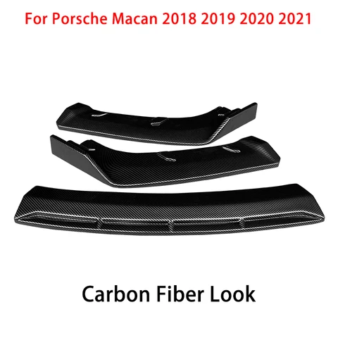 Для Porsche Macan 2018-2021 автомобильный передний бампер спойлер защитная пластина корпус губ из углеродного волокна вид лопатка для подбородка аксессуары ABS