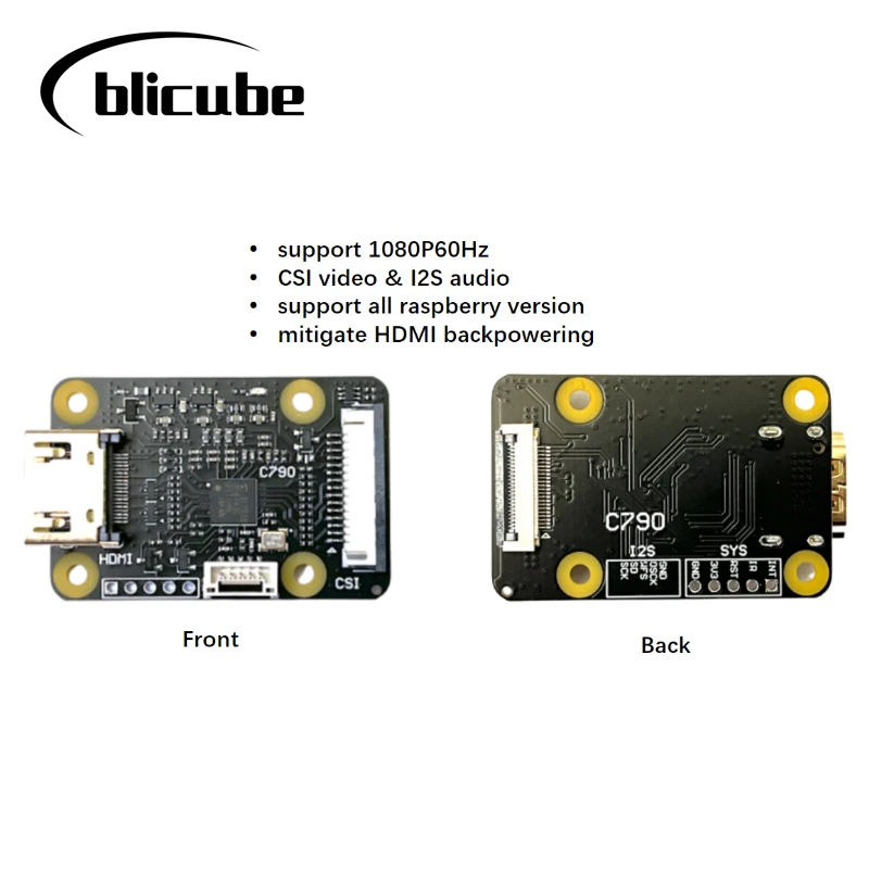 for Raspberry Pi HDMI IN to CSI-2 Adapter & I2S AUDIO Board C790 1080P 60Fps pikvm kvm mitigate backpowering