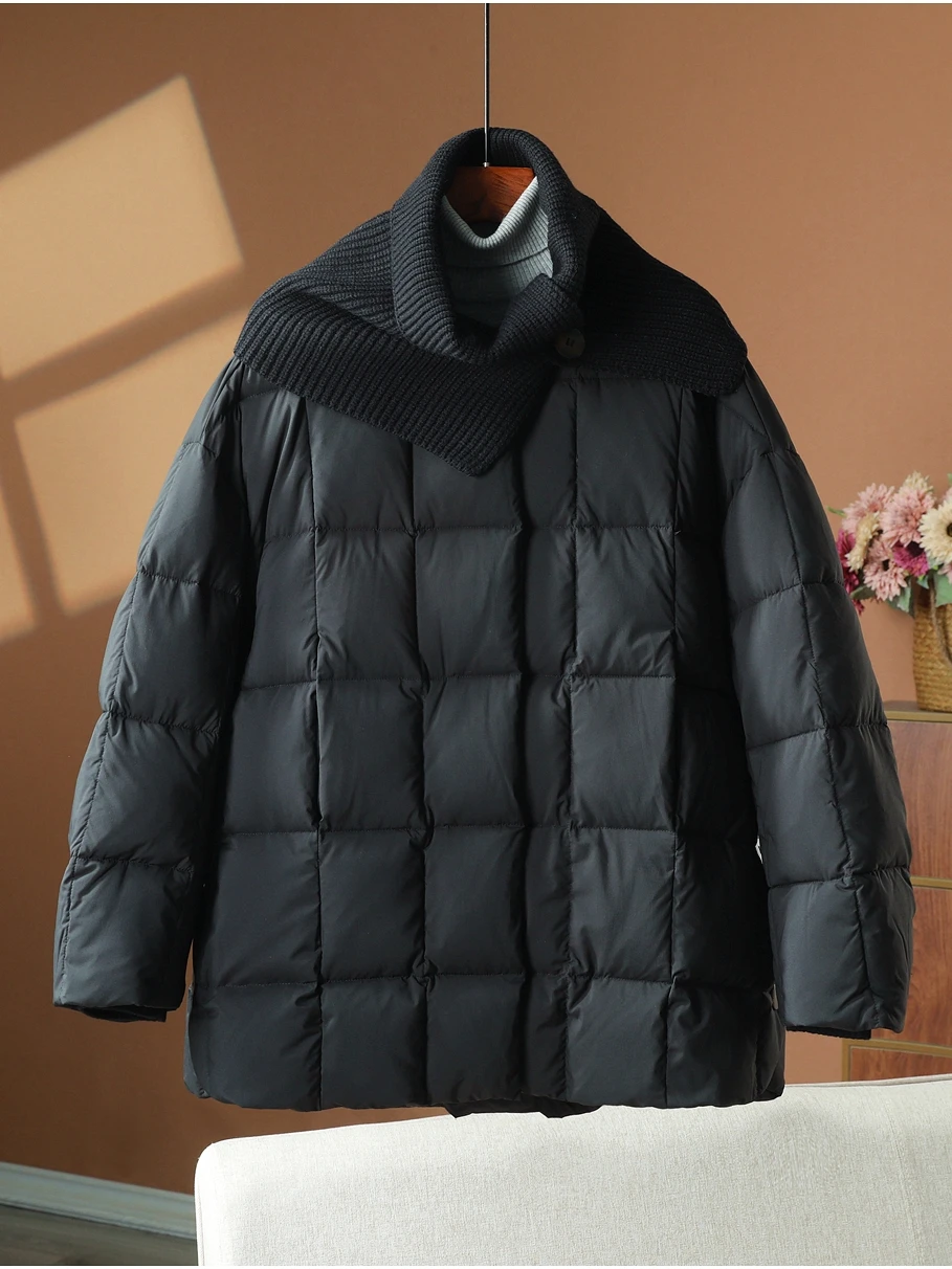 [Find Astringent] Европейские товары Куртка на белом утином пуху Новый дизайн Вязаный