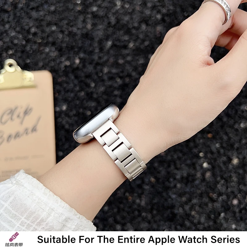 Фото Тонкий ремешок из нержавеющей стали для Apple Watch Band 49 46 45 44 42 38 40 мм Стильный металлический ремешок Correa для iWatch S10 9 8 7 6 5 4 SE №1