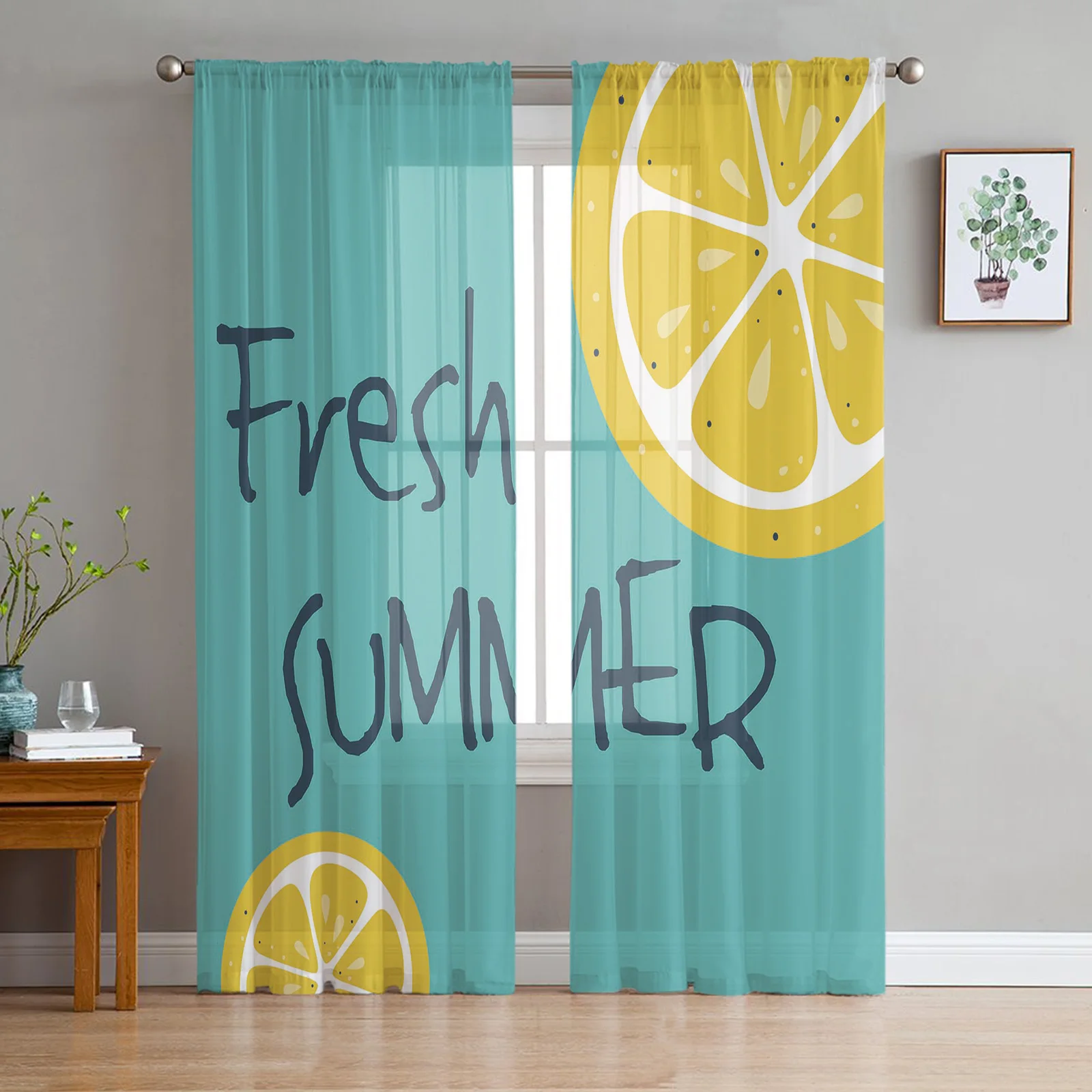 

Лемон фрукты летняя вуаль прозрачная занавеска для гостиной кофе отель Тюль занавески окно домашний Декор Спальня занавеска s