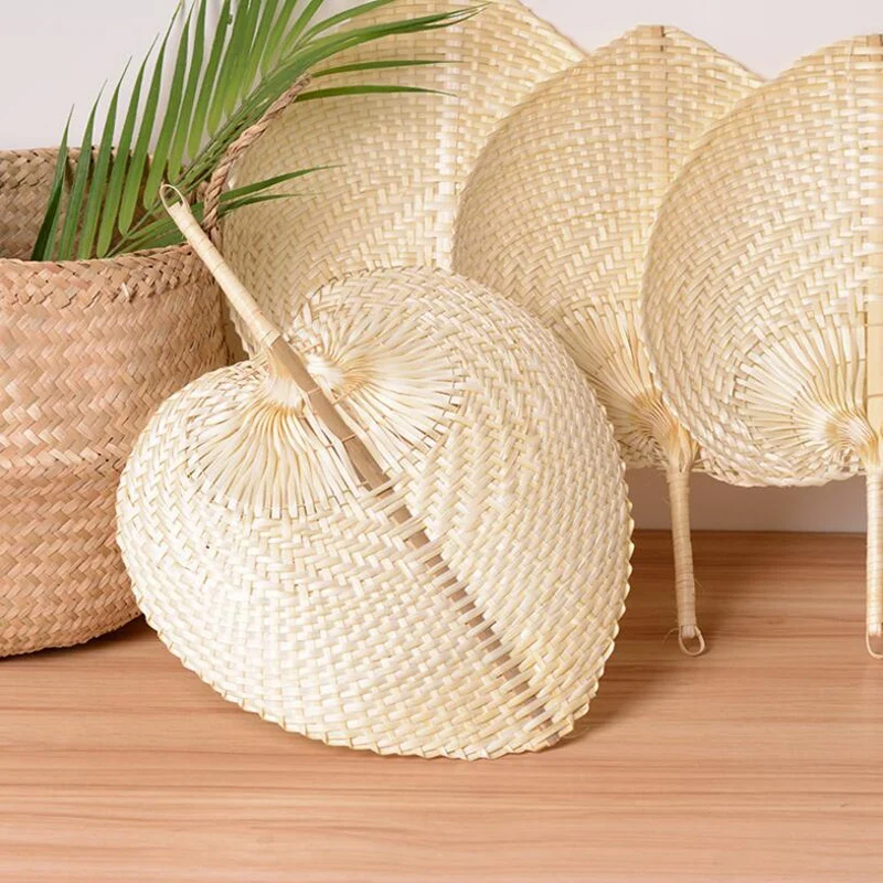 

12Pcs Pure Handmade DIY Heart Shaped Bamboo Woven Fan Summer Cooling Fan Chinese Style Hand Fan Hand Fans Wedding Items