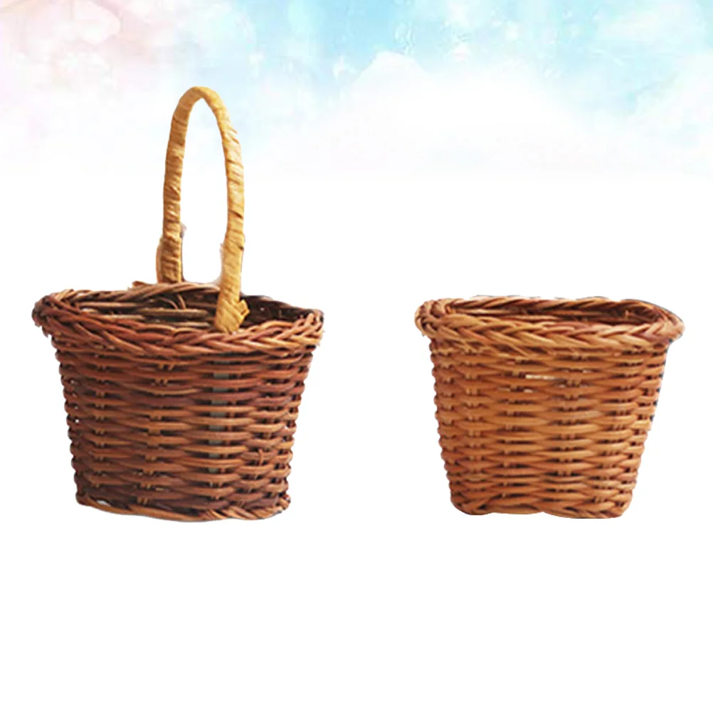 

Mini Baskets Basketcrafts Accessories Decorative Tabletop Centerpieces Table Kitchen Favors Wicker Woven Willow Round Country