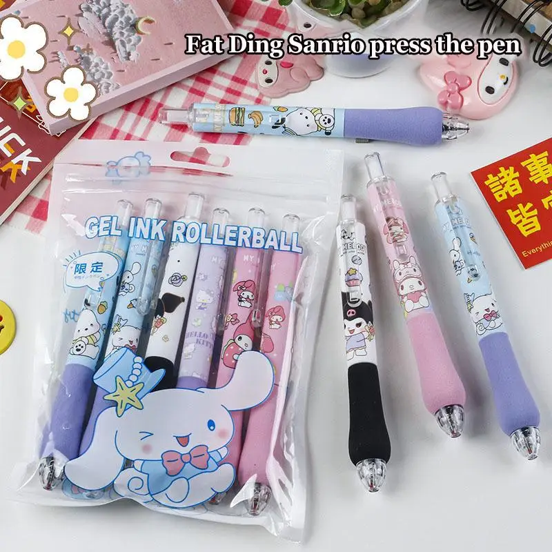 

Гелевая ручка 0,5 мм в стиле аниме Sanrio Hellokitty My Melody Kuromi, школьные принадлежности, черная ручка с нажимом для подписей, тыква, голова, не стандартный подарок