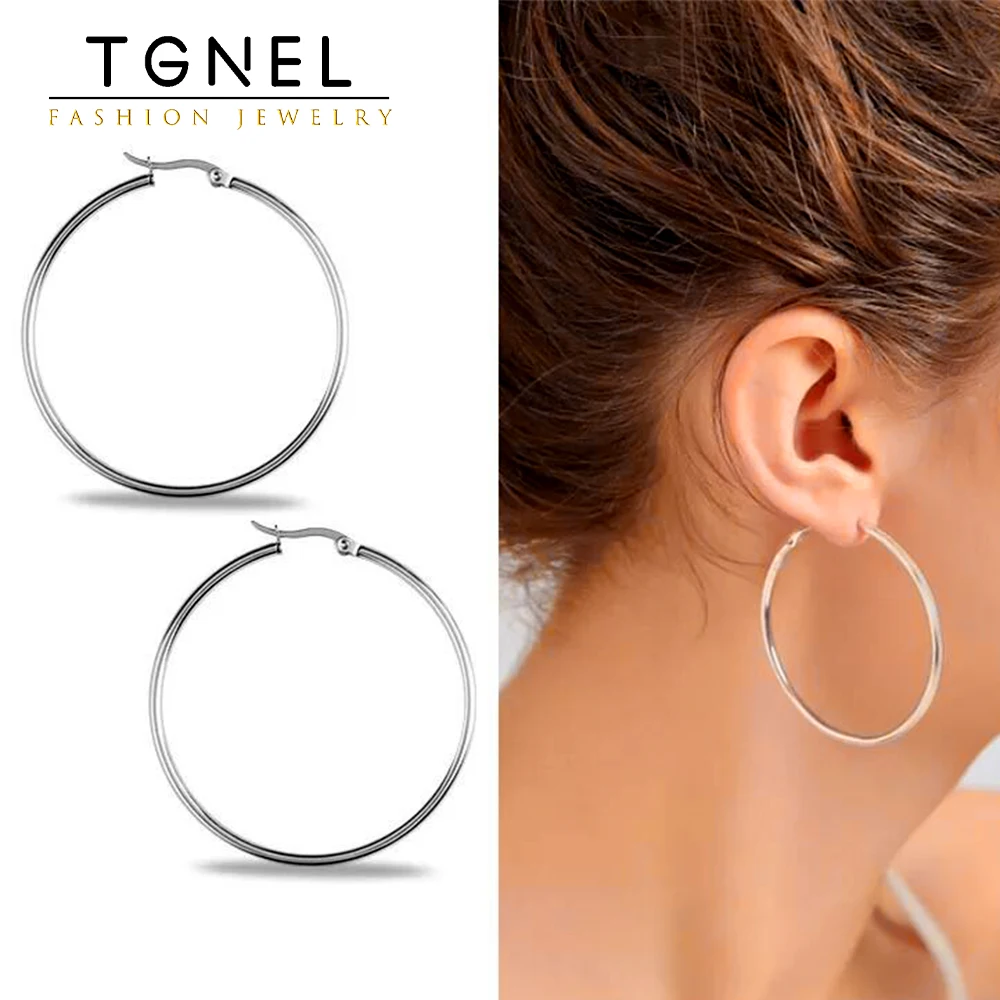 

Stainless Steel Hoop Earrings For Women Men Big Gold Color Earring Korea Cartilage Piercing Classic Jewelry Gifts 15-75mm