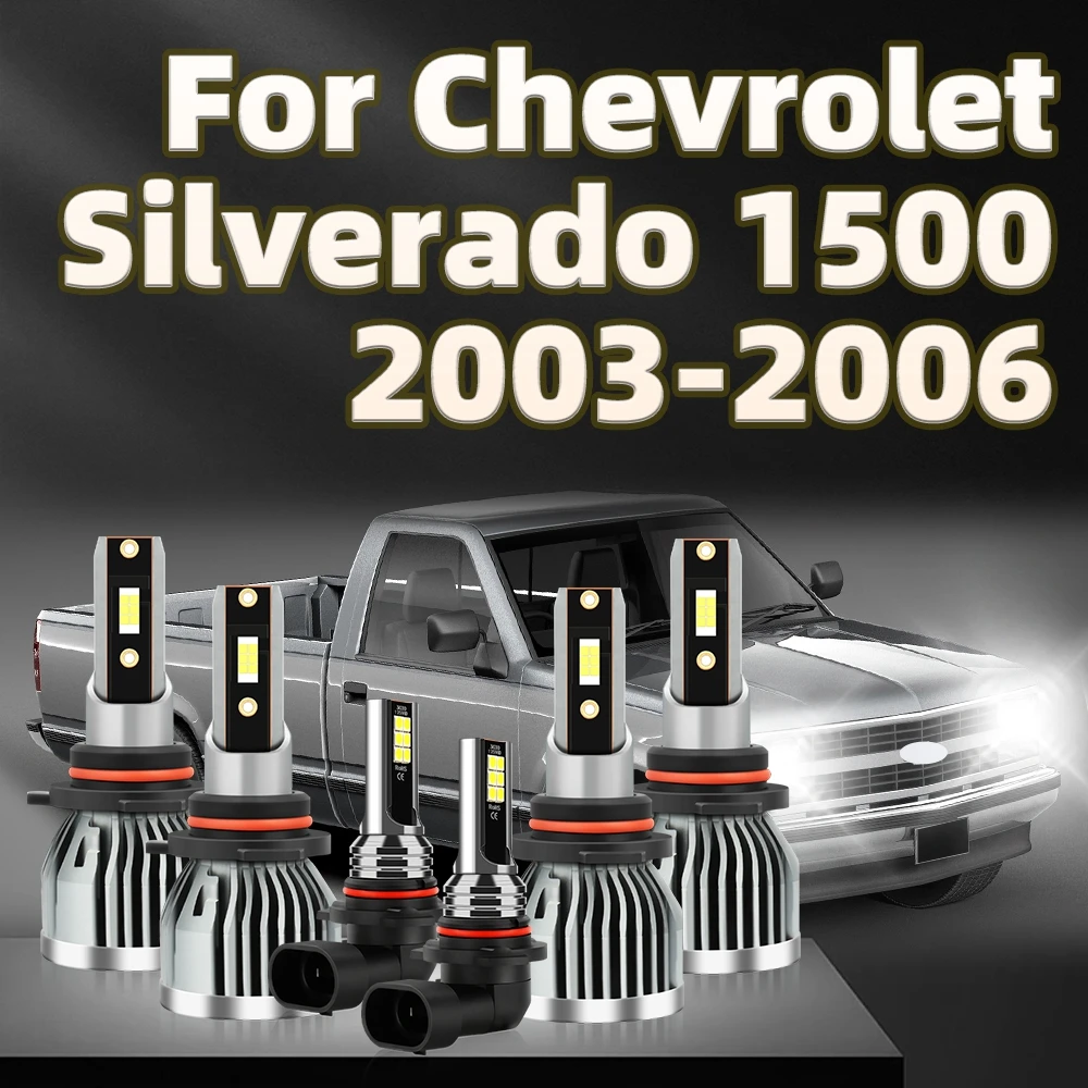 6Pcs 38000LM 9005 LED Bulb 9006 Headlights 6000K 9145 Fog Light For Chevrolet Silverado 1500 2003 2004 2005 2006