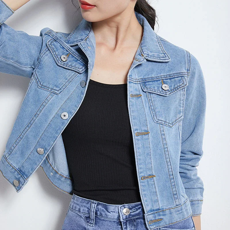 

Candy Color Jeans Jacket and Coats for Women 2022 Autumn Casual Short Denim Jacket Chaqueta Mujer Casaco Jaqueta Feminina