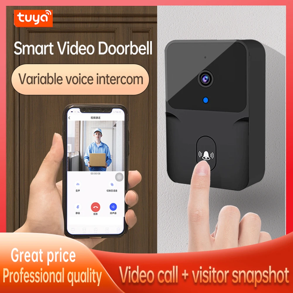 

Smart Wireless Doorbell HD Night Vision WIFI Video Doorbell Tuya APP Control Door Bell Remote Monitoring for Home Indoor Outdoor