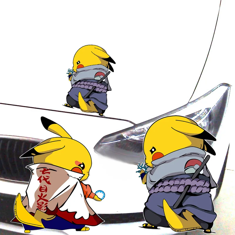 Pokemon Creative Personality Car Stickers Door Tail 3D Stereo Pikachu cos Naruto Animation Funny Body Decoration Cover Stickers