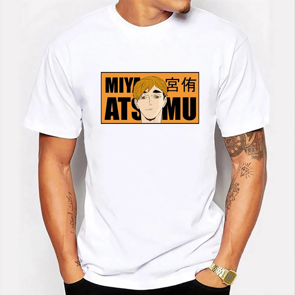 

Летние футболки Atsumu Miya Haikyuu, футболки в стиле Харадзюку, мужские футболки оверсайз с коротким рукавом и круглым вырезом, топы в японском стиле