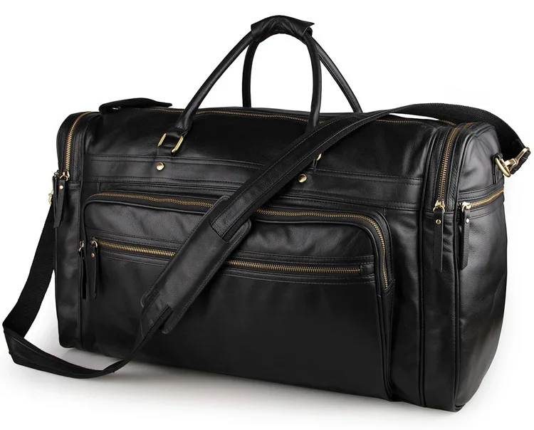 

Дорожная сумка из натуральной кожи для мужчин, вместительный спортивный чемодан для ручной клади, черный большой мешок для выходных, 60 см