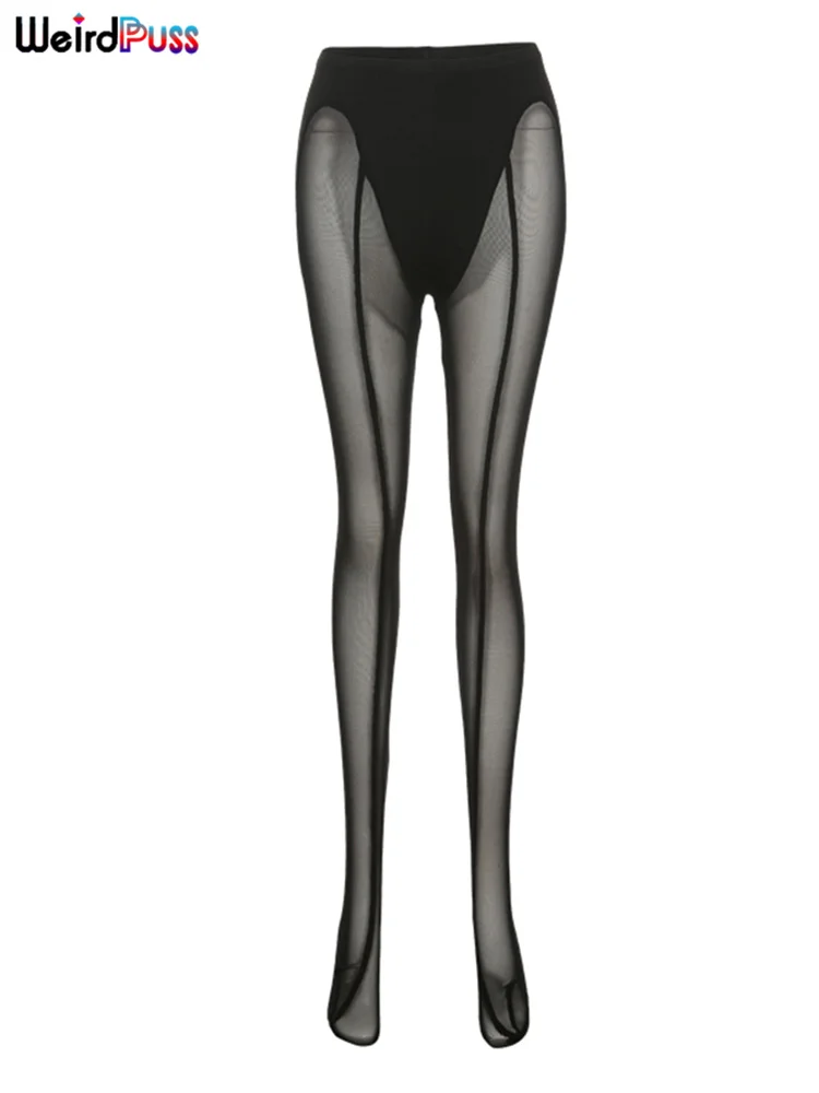 Необычные женские сетчатые штаны в стиле пэчворк прозрачные однотонные