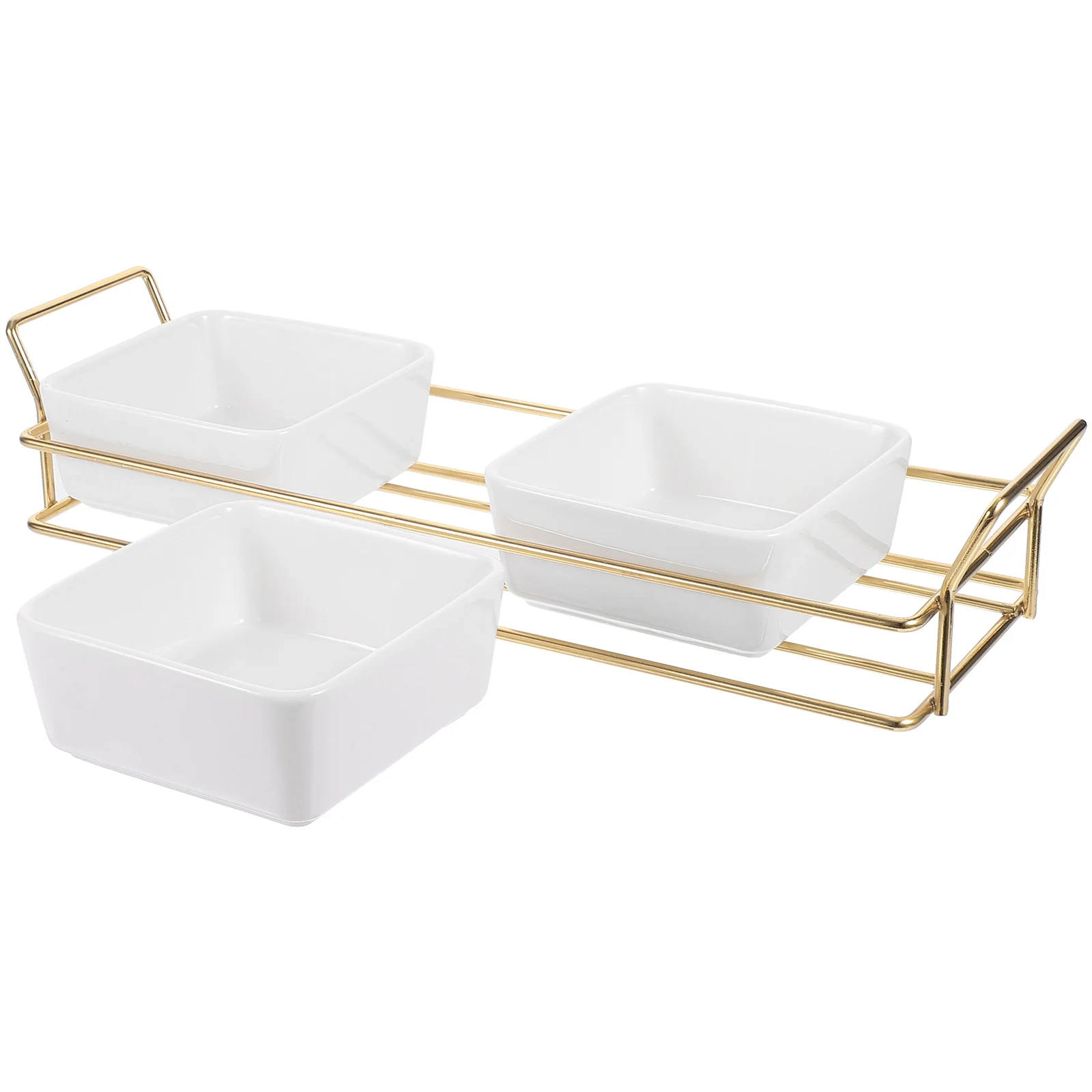 

Food Tray Dried Fruit Dish Snacks Plate Serving Dishes Metal Rack Candy With Dessert Ceramic Chips Dip Decorative