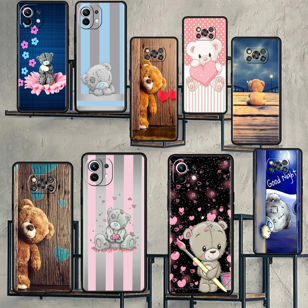 

Cute Teddy Bear Case For Xiaomi Mi Poco X3 NFC M3 Pro F3 GT F1 M4 11 Lite Note 10 11T 10T 9T Silicone Back Phone Cover