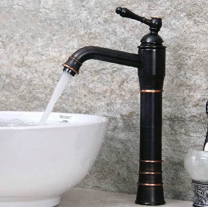 

Black Oil Rubbed Brass Bathroom Kitchen Basin Sink Faucet Mixer Tap Swivel Spout Single Handle One Hole Deck Mounted mnf299