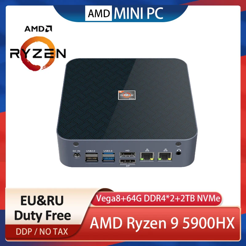 

Новейший мини игровой пк AMD Ryzen 9 5900HX 7 5700U 2 * DDR4 MAX 64 Гб RAM 2 * M.2 NVME Radeon Vega 8 Graphic