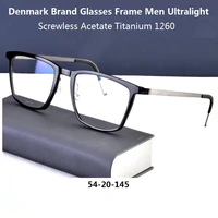 glasses frame men denmark brand ultralight screwless acetate titanium optical prescription eyeglasses myopia square eyewear 1260