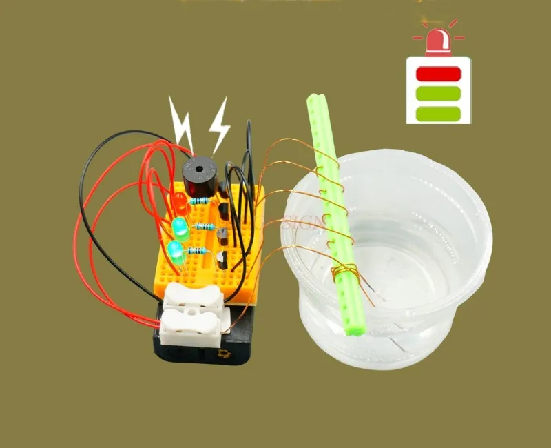 Water level indicator alarm DIY hand-assembled materials Science and technology small production scientific invention physics