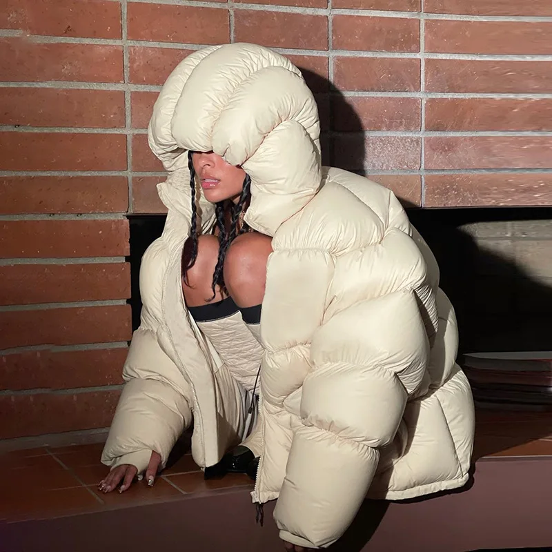 @YYDS Women's New Fashion Blue Apricot Hooded Solid Versatile Thick Warm Jacket Cotton Jacket Coat
