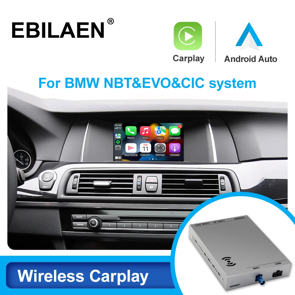 Caja de módulo de Carplay inalámbrico para coche, dispositivo con Mirror Link, USB, Android, para BMW F10, F11, F30, F20, F31, F22, F21, F32, F33, F36, CIC, sistema NBT