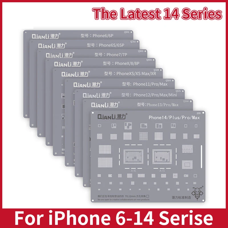 

Трафарет QIANLI для выращивания BGA, стальная Оловянная паяльная сеть, точное расположение отверстий для iPhone 14