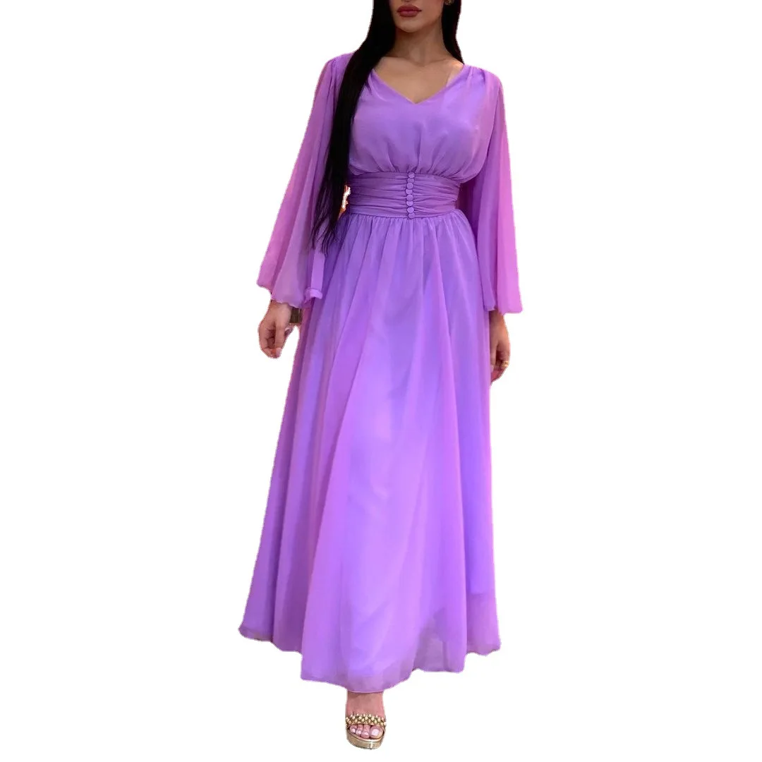 Ramadan Eid Mubarak Chiffon Dubai Abaya Saudi Arabic Turkey Islam Muslim Fashion Hijab Dress for Women Robe Longue Femme Kaftan