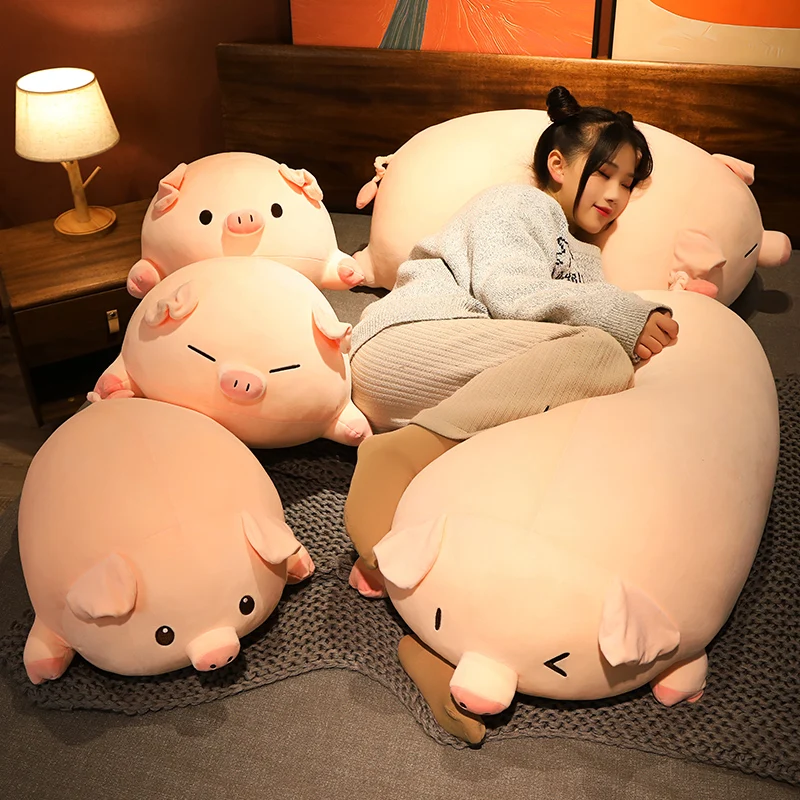 

40-80cm Large Size Pig Stuffed Doll Lying Plush Piggy Toy Animal Soft Plushie Pillow For Kids Baby Comforting Birthday Gift