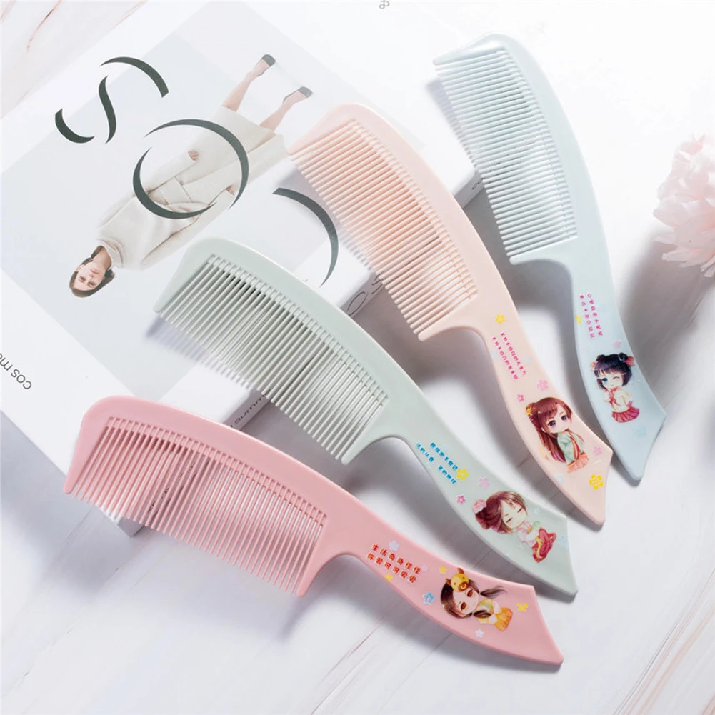 

1PC Random Color Comb Cartoon Plastic Comb Large Tooth Comb Wide Tooth Daily Hairdressing Comb for Women Hairstyling Tools