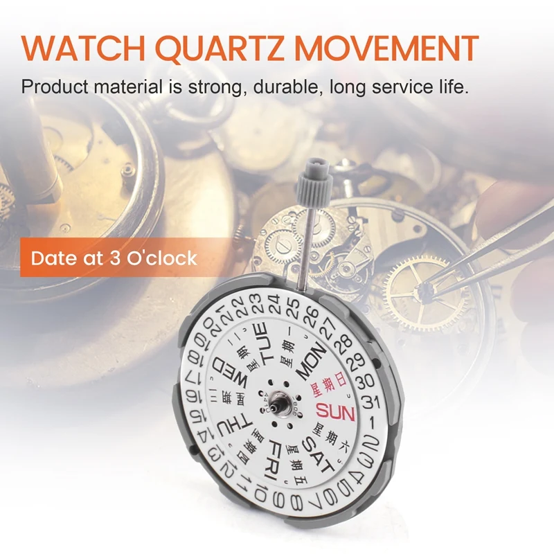Металлический кварцевый механизм для часов с 3 стрелками и датой запасные части