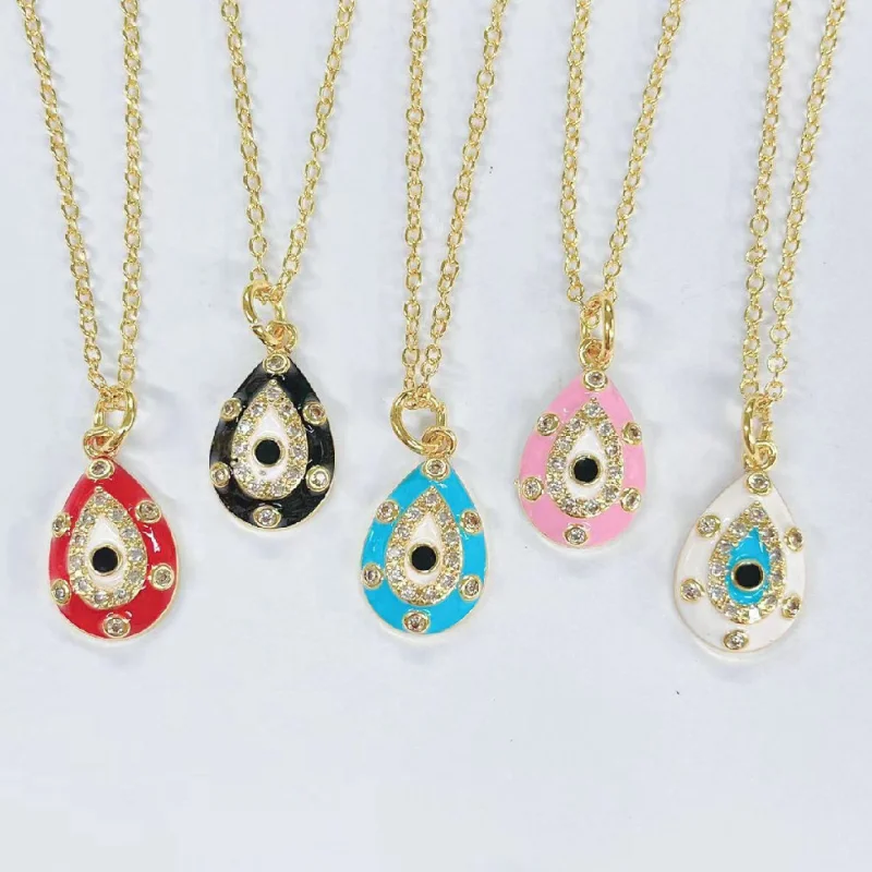 

Boho Diamond Evil Eyes Stainless Steel Pendants Necklace For Women Clavicle Chain Fashion Jewelry