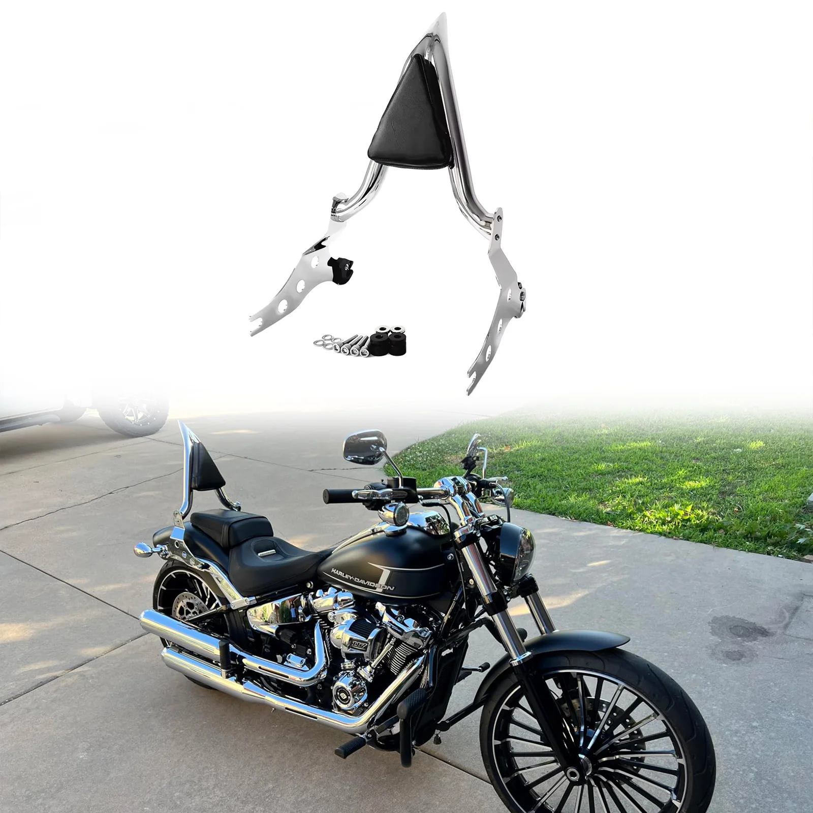 Фото Для моделей Harley Fat Boy FLFBS 114 (18-26) и Softail Breakout: съемная задняя спинка-опора для пассажира (сисси-бар) №1