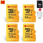 Карта памяти KODAK 32 Гб 64 Гб 128 ГБ 256 ГБ Micro-SD карта A1 C10 U3 V30 100 стандартный SD адаптер Высокая скорость мини TF карта Смартфон