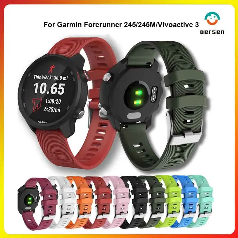 

Watch strap for Garmin Forerunner 245/245M/Vivoactive 3 soft silicone Smart watches bands for Forerunner 645 Music Wristbands