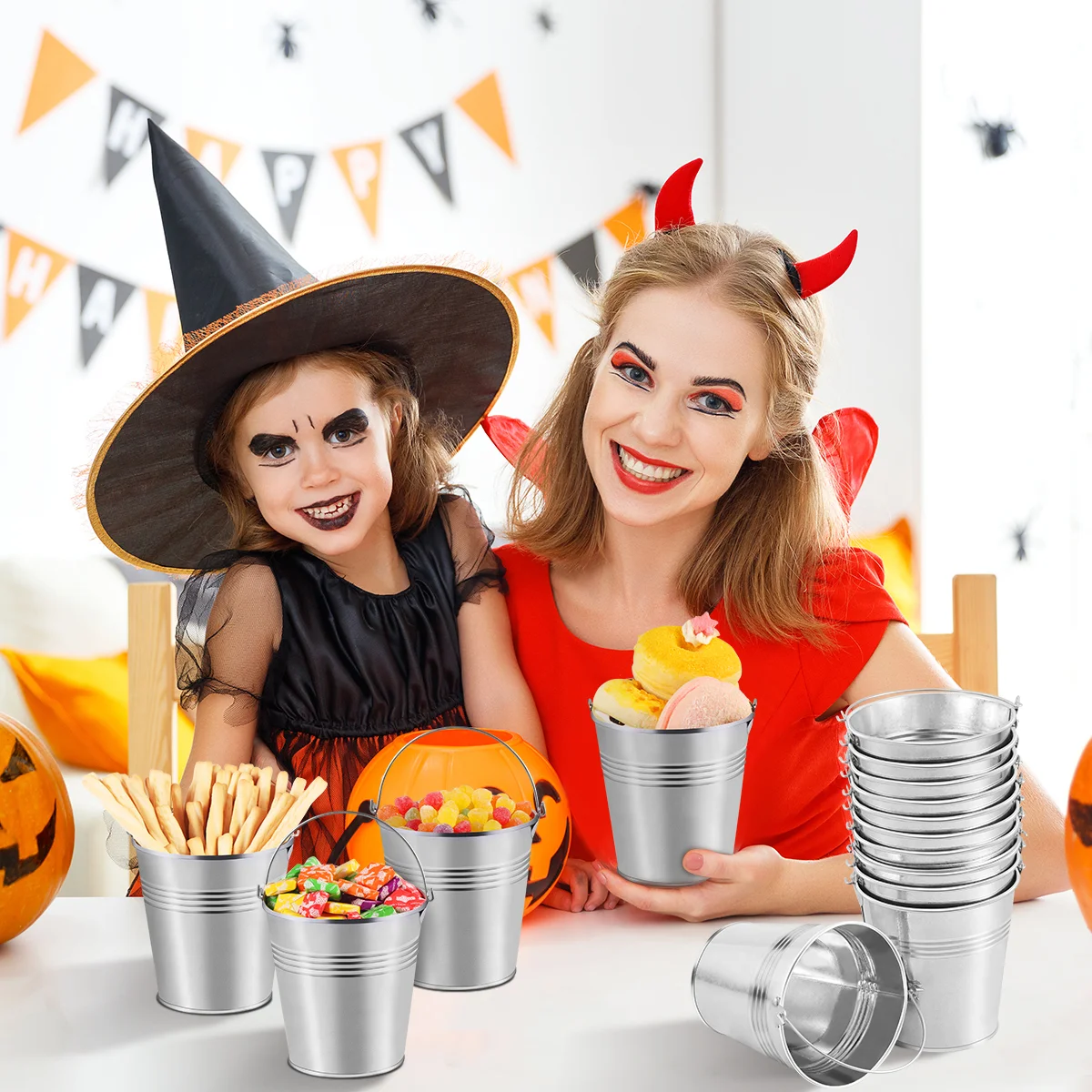 

Bucket Buckets Metal Tin Mini Party Favors Tinplate Pails Candy Pail Snacks Candies Ice Handle Cans Easter Christmas Snack