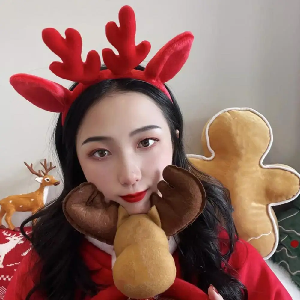 Christmas Antler Hairband Elastic Hair Accessories Holiday Party Decor Costume Festive Halloween Reindeer Headband