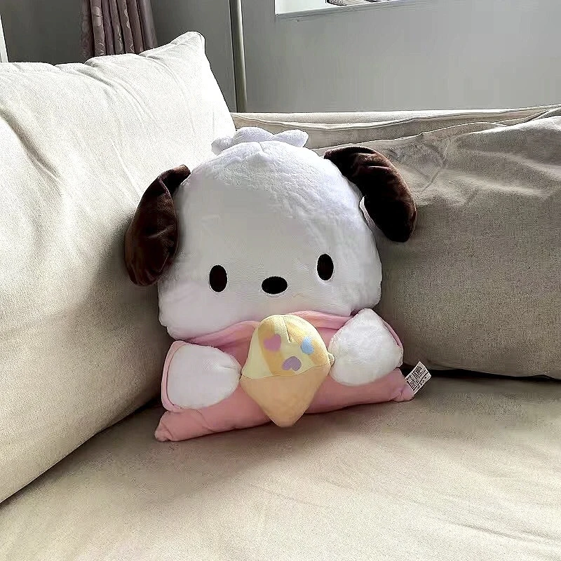 

Cute Pochacco Hug Ice Cream Plush Toy Lovely Back Cushion Sleeping Plushies Japanese Style Sofa Decorative Pillow Birthday Gifts