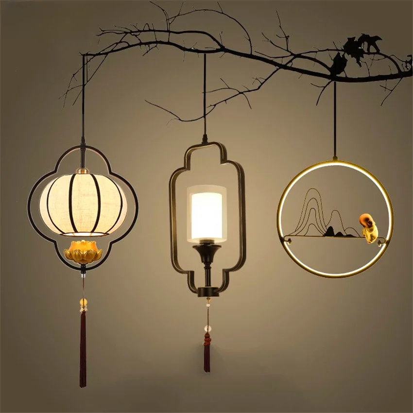 

Pendant Lamp Chinese Classical Vintage LED Lighting Modern Corridor Restaurant Hanging Lamp Deco Maison Kitchen Light Fixtures