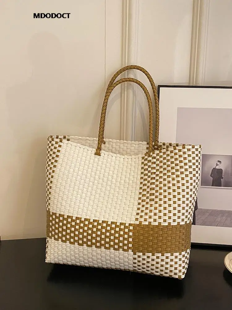 

Роскошная дизайнерская Новая летняя повседневная сумка-тоут 2023, вместительная плетеная Сумка через плечо из соломы, модная Универсальная женская сумка для покупок