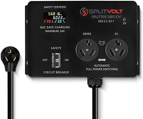 

Amp Splitter Switch - Save Thousands on Home Vehicle Charging (EV) Install, cETLus Certified, Charge Two EVs, Plug and Play (NE